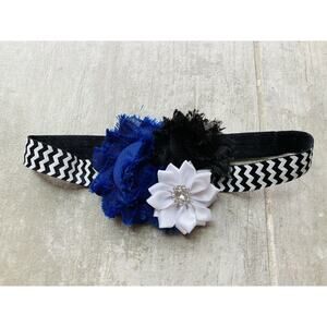 Homemade Baby Elastic Headband Flowers Rhinestone 0-12 Months NEW Roaring 20's